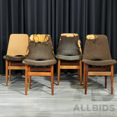 Set of Four Restorable Teak Framed Dining Chairs