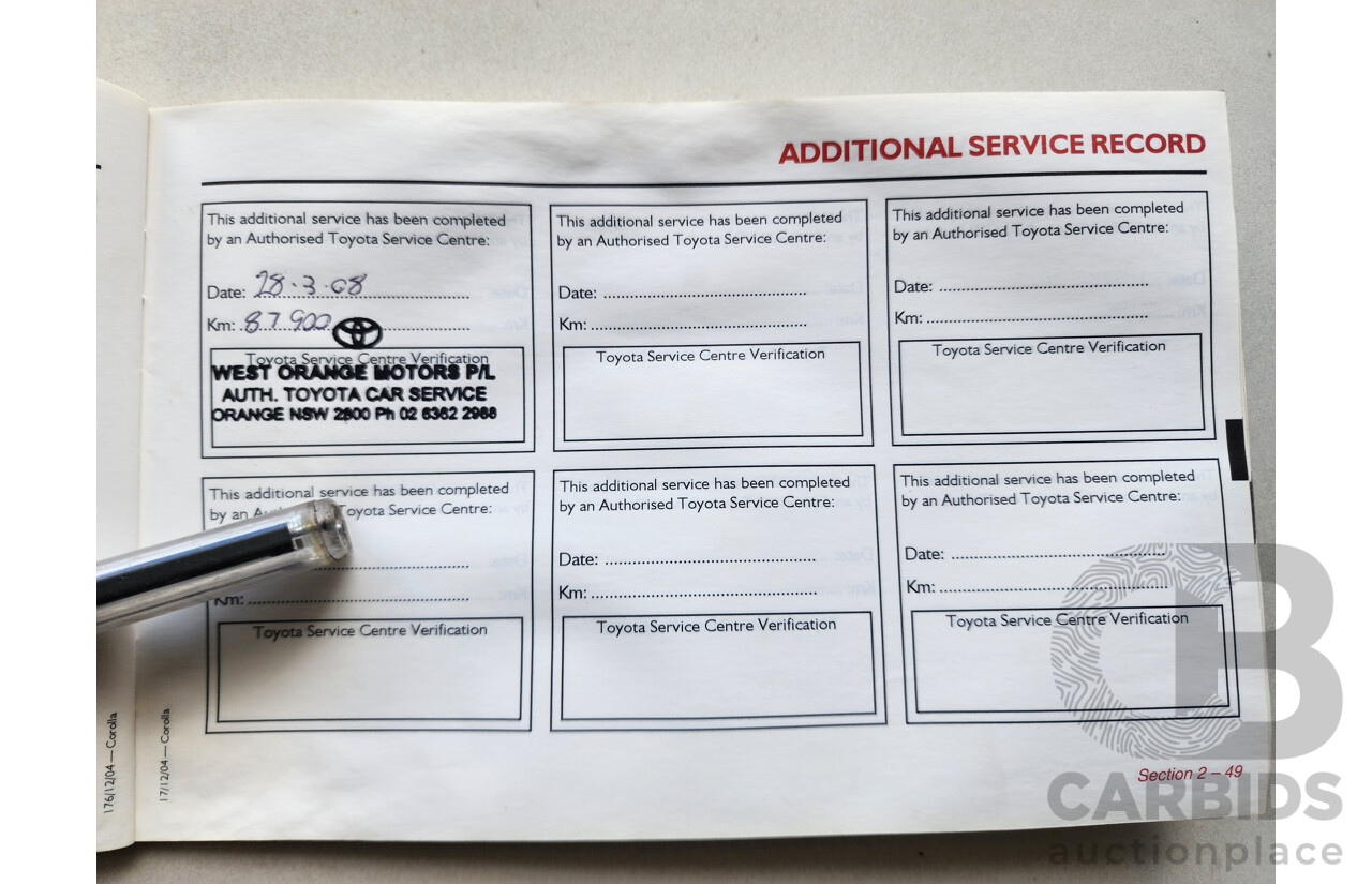 12/2005 Toyota Corolla Ascent ZZE122R 4d Sedan Silver 1.8L