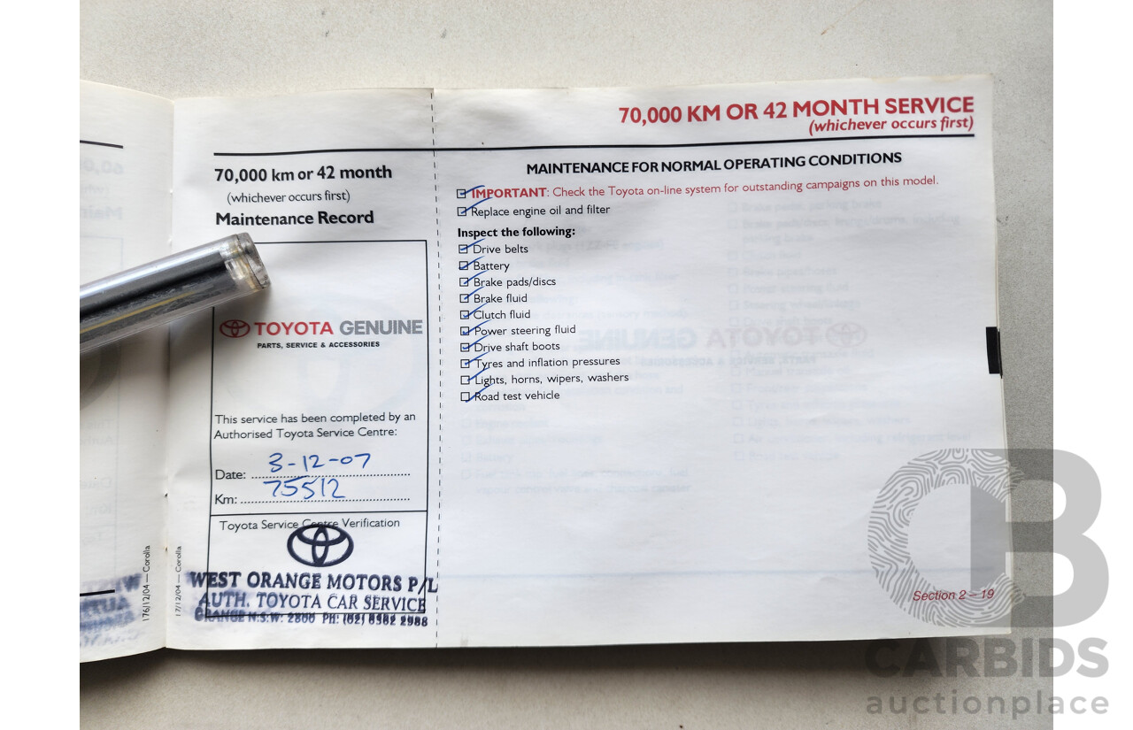 12/2005 Toyota Corolla Ascent ZZE122R 4d Sedan Silver 1.8L