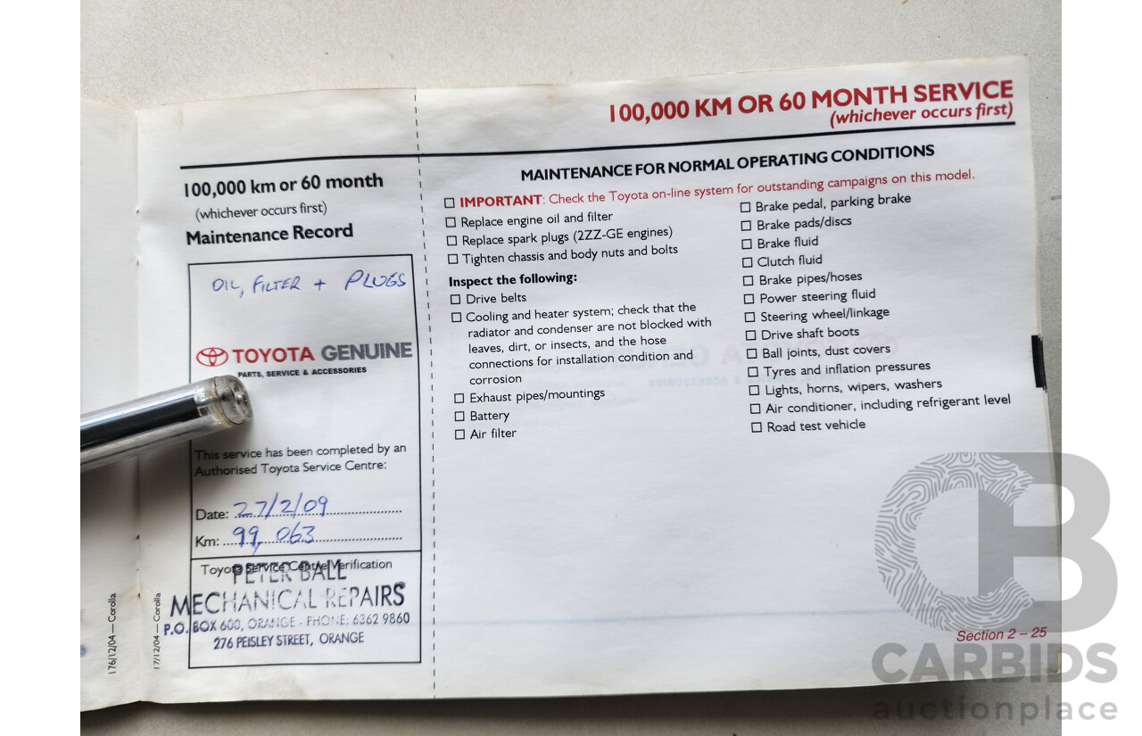 12/2005 Toyota Corolla Ascent ZZE122R 4d Sedan Silver 1.8L
