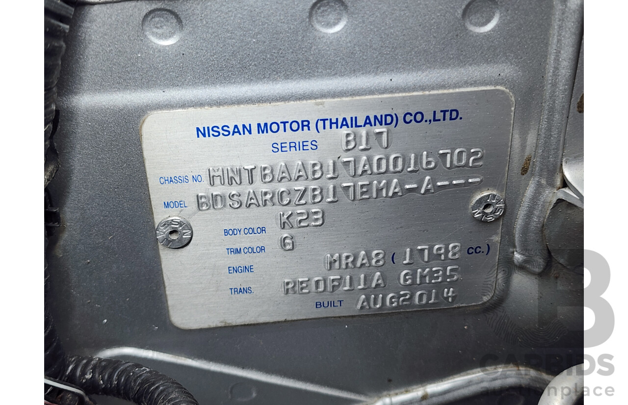 11/2014 Nissan Pulsar ST B17 4d Sedan Silver 1.8L