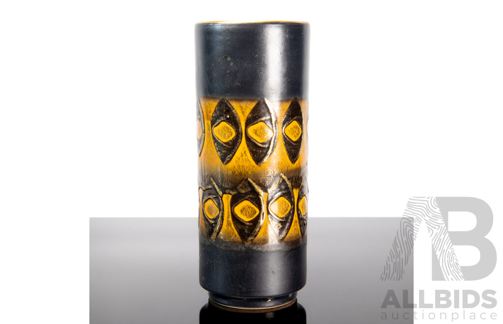 Mid Century German Ceramic Vase with Cats Eye Motif