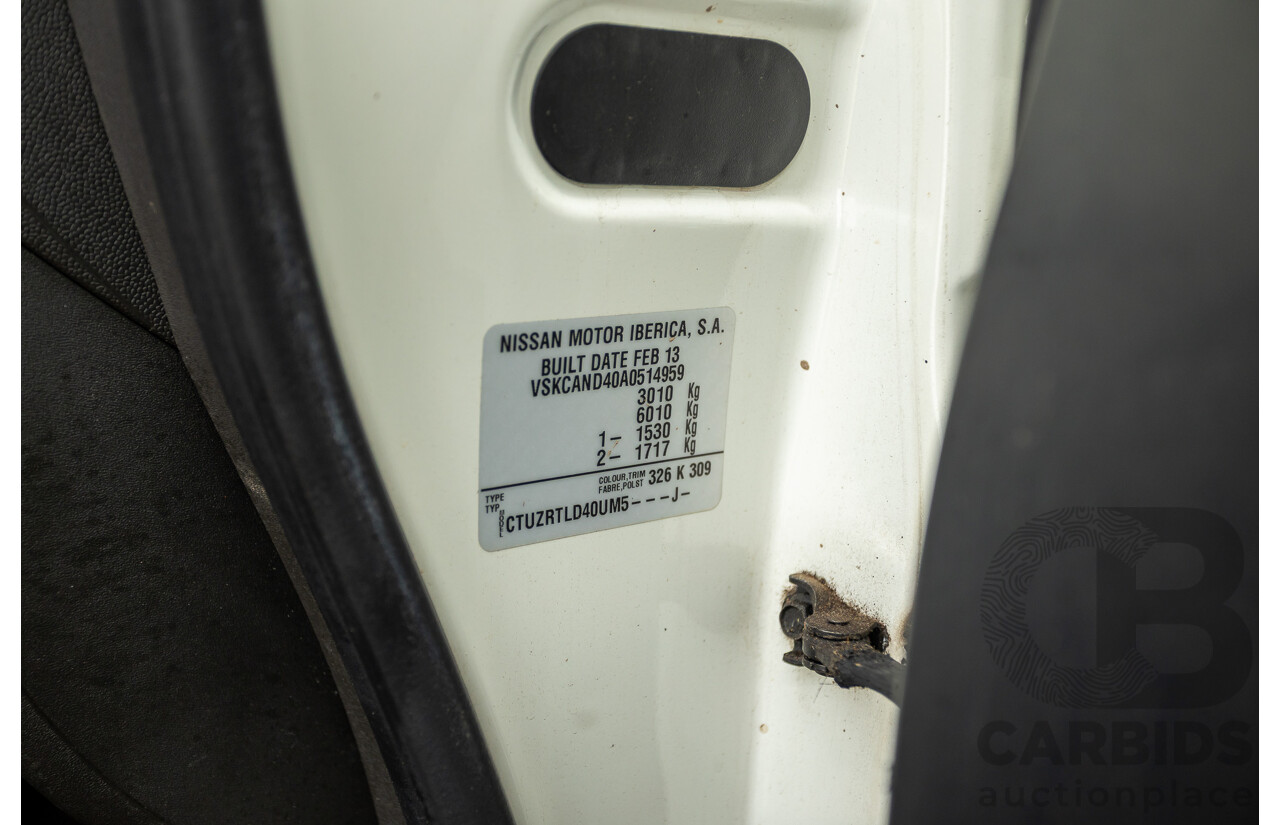 02/2014 Nissan Navara ST-X 550 (4x4) D40 MY13 Dual Cab Utility White Turbo Diesel V6 3.0L