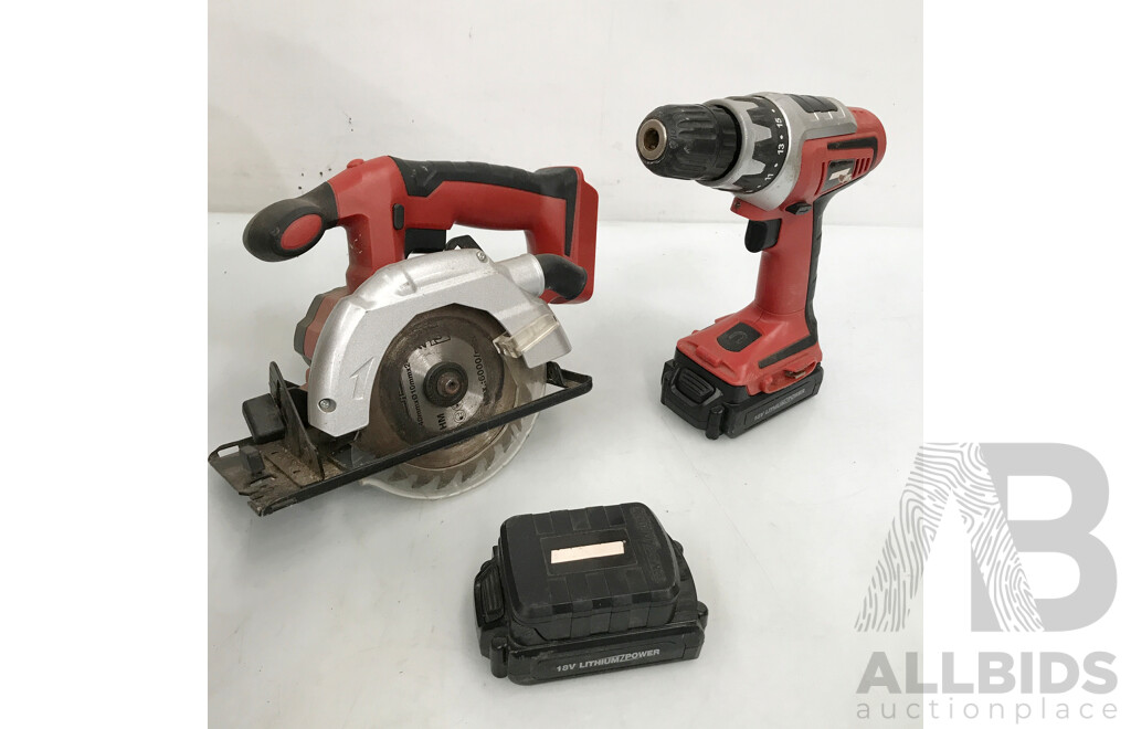 PowerMaster Cordless Drill Driver and Circular Saw with Batteries