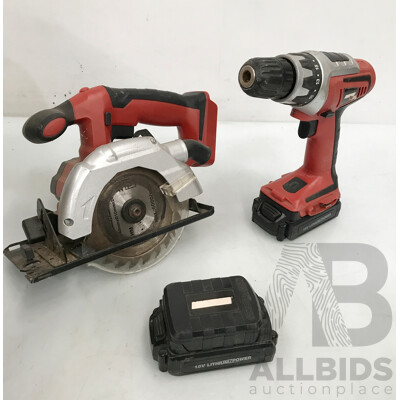 PowerMaster Cordless Drill Driver and Circular Saw with Batteries