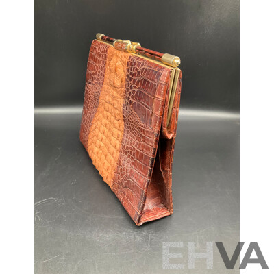 Crocodile Skin Vintage Hand Bag
