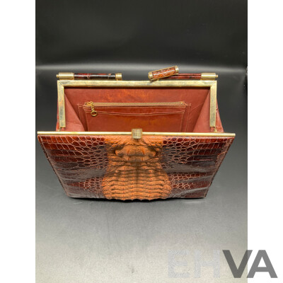 Crocodile Skin Vintage Hand Bag