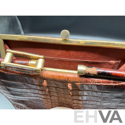 Crocodile Skin Vintage Hand Bag