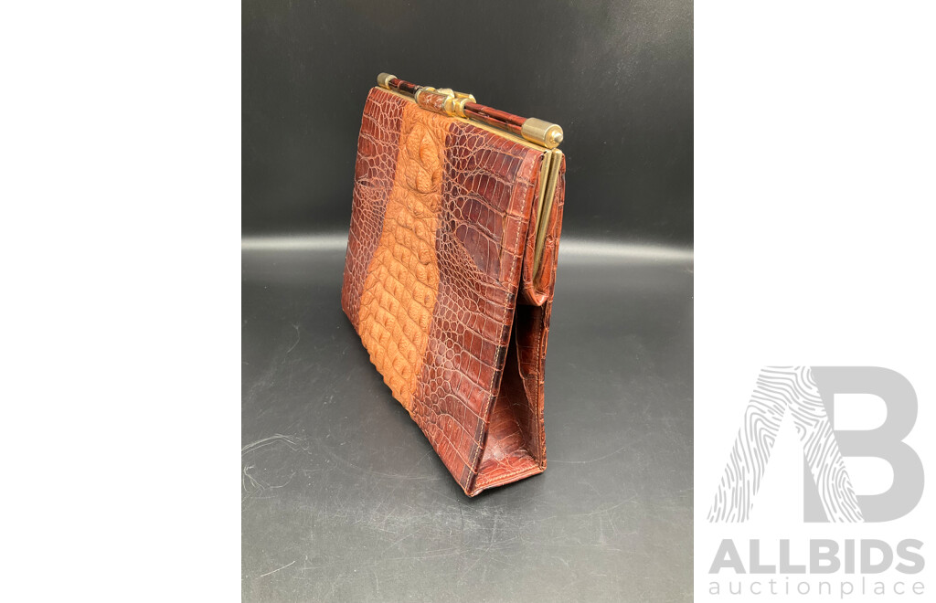 Crocodile Skin Vintage Hand Bag