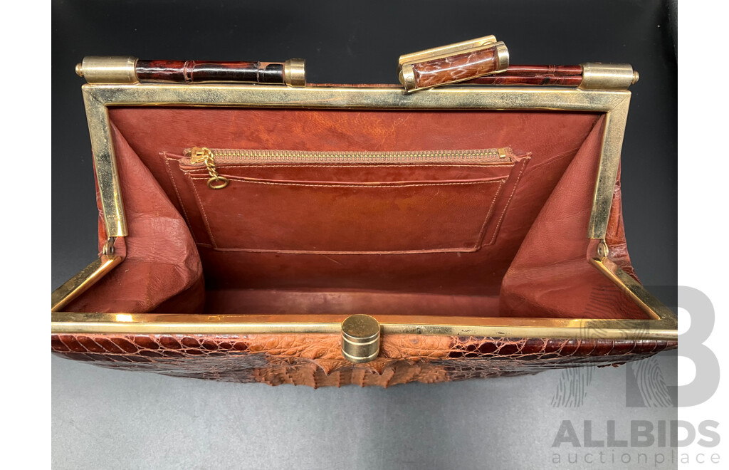 Crocodile Skin Vintage Hand Bag