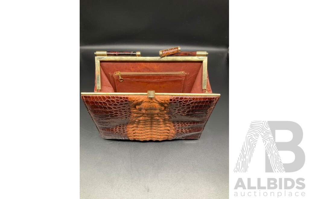 Crocodile Skin Vintage Hand Bag