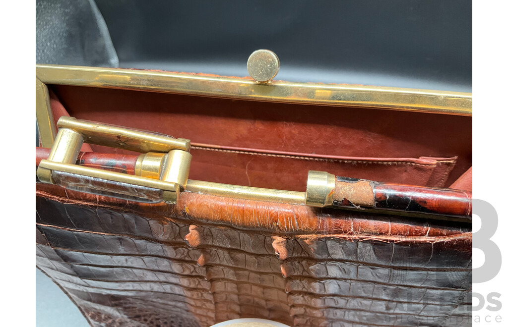 Crocodile Skin Vintage Hand Bag