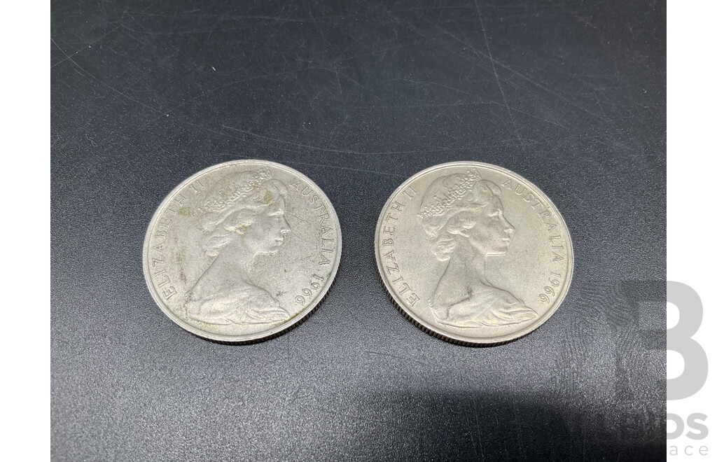 Australian 50c Coins Collection 1966-2005, Including 1966 Round Coins and More - Lot of 15