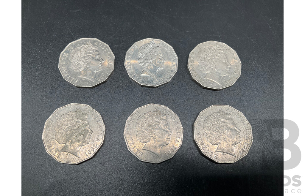 Australian 50c Coins Collection 1966-2005, Including 1966 Round Coins and More - Lot of 15