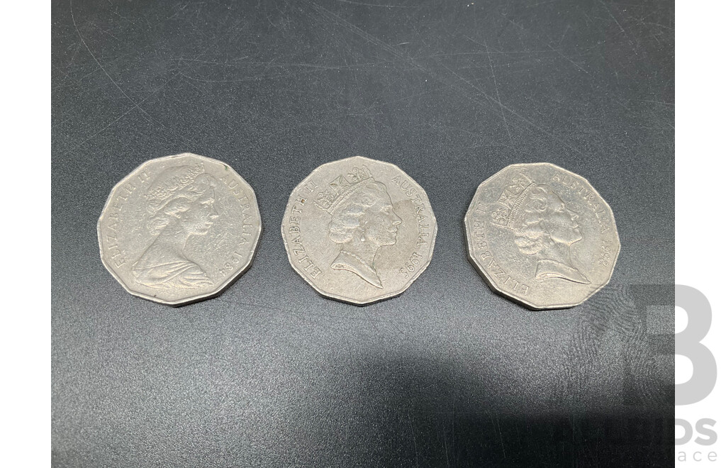 Australian 50c Coins Collection 1966-2005, Including 1966 Round Coins and More - Lot of 15