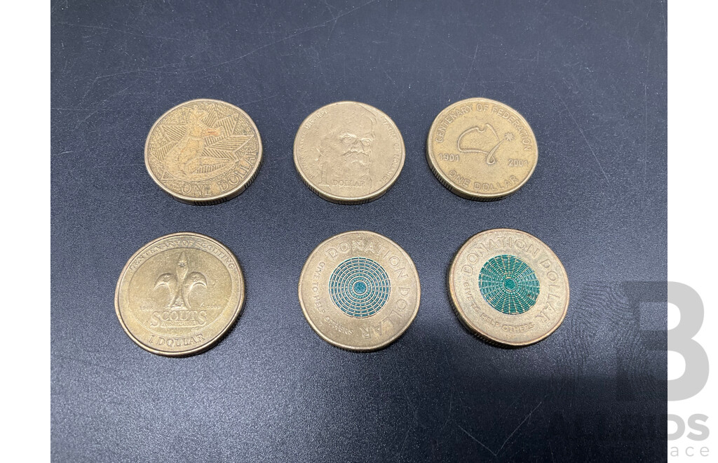 Australian and UK Coins and Note, Including Australian $1 Note and Coins, Australian Florin 1946, Australian Shilling Coins 1959,1961,  UK Pence 1970 and Threepence 1942 - Lot of 13