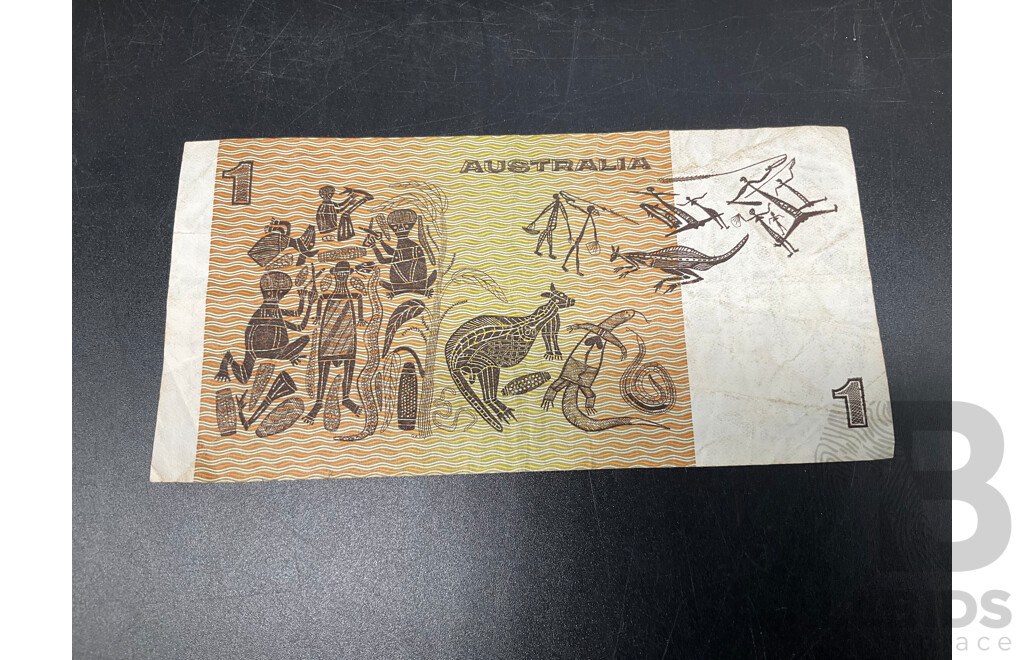 Australian and UK Coins and Note, Including Australian $1 Note and Coins, Australian Florin 1946, Australian Shilling Coins 1959,1961,  UK Pence 1970 and Threepence 1942 - Lot of 13