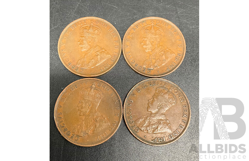 Collection of Australian ONE PENNY Coins, Consecutive Order of 1912-1924, 1926-1927, 1932-1936 - Lot of 21