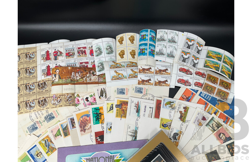 Collection of Australian and International Mint and Cancelled Stamps, Predecimal and Decimal Stamps