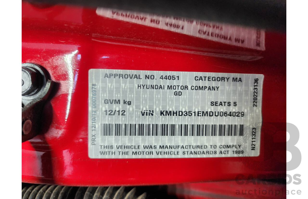 12/2012 Hyundai i30 Elite GD 5d Hatchback Red 1.8L