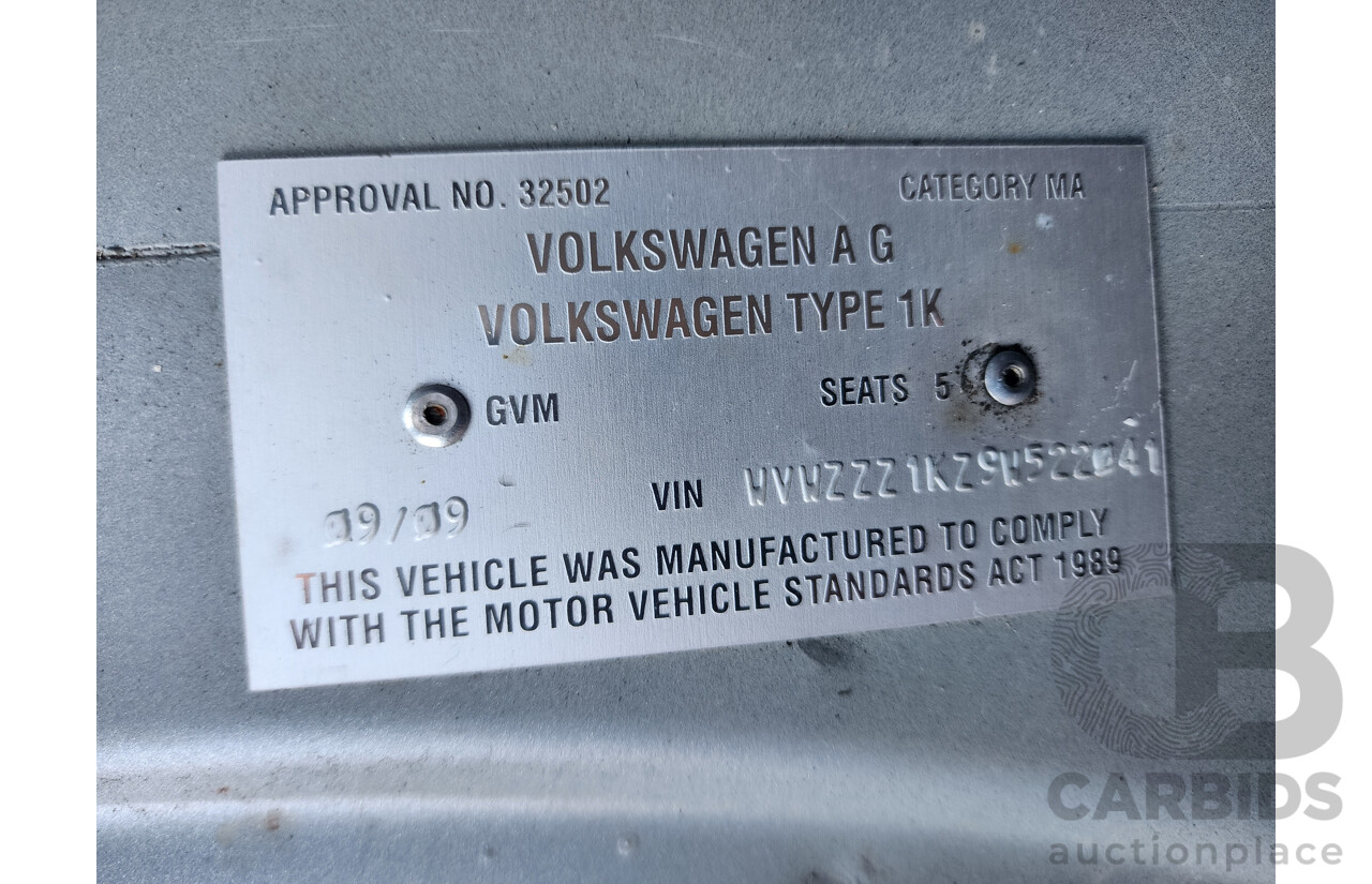 9/2009 Volkswagen Golf 103 TDI Comfortline 1K 6TH GEN 5d Hatchback Blue 2.0L