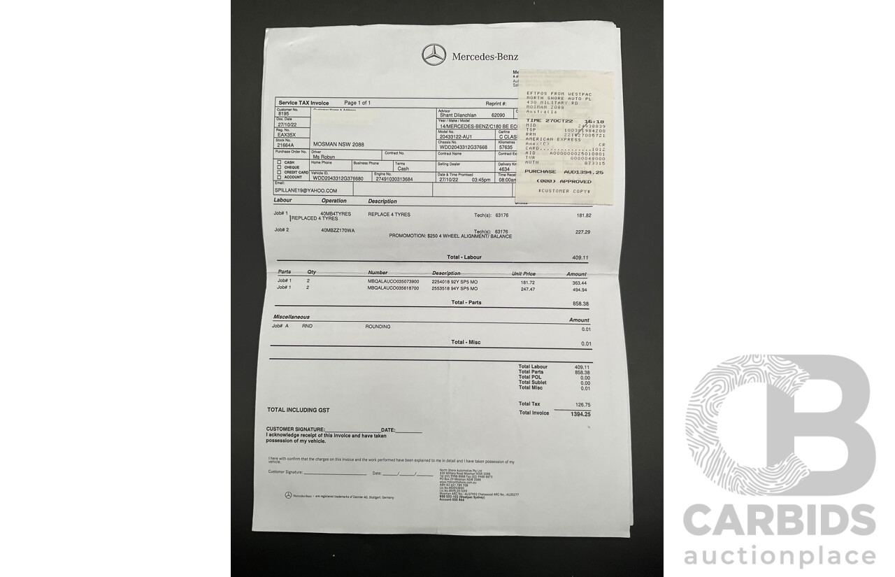 12/2014 Mercedes-Benz C180 W204 MY14 2d Coupe Diamond Silver Metallic Turbo 1.6L