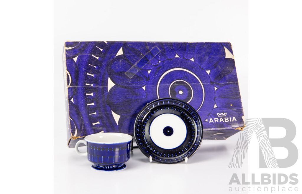 Fantastic Mid Century Arabia Finland Valencia Cup & Saucer Set by Ulla Procope in Original Box