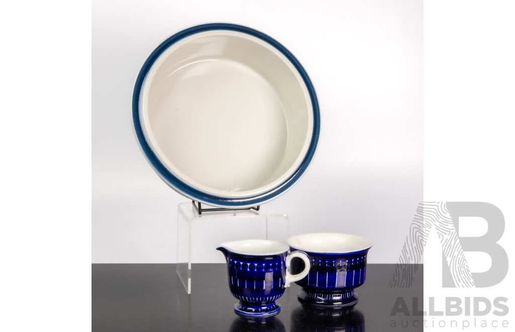  Mid Century Valencia Series Sugar Bowl & Creamer with Anemone Series Bowl, by Ulla Procopé for Arabia Finland