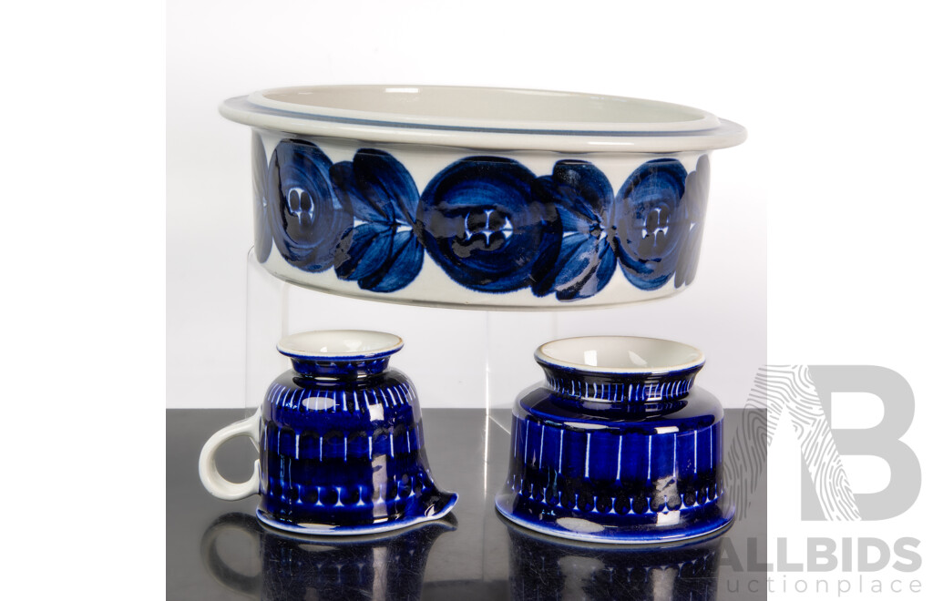 Mid Century Valencia Series Sugar Bowl & Creamer with Anemone Series Bowl, by Ulla Procopé for Arabia Finland