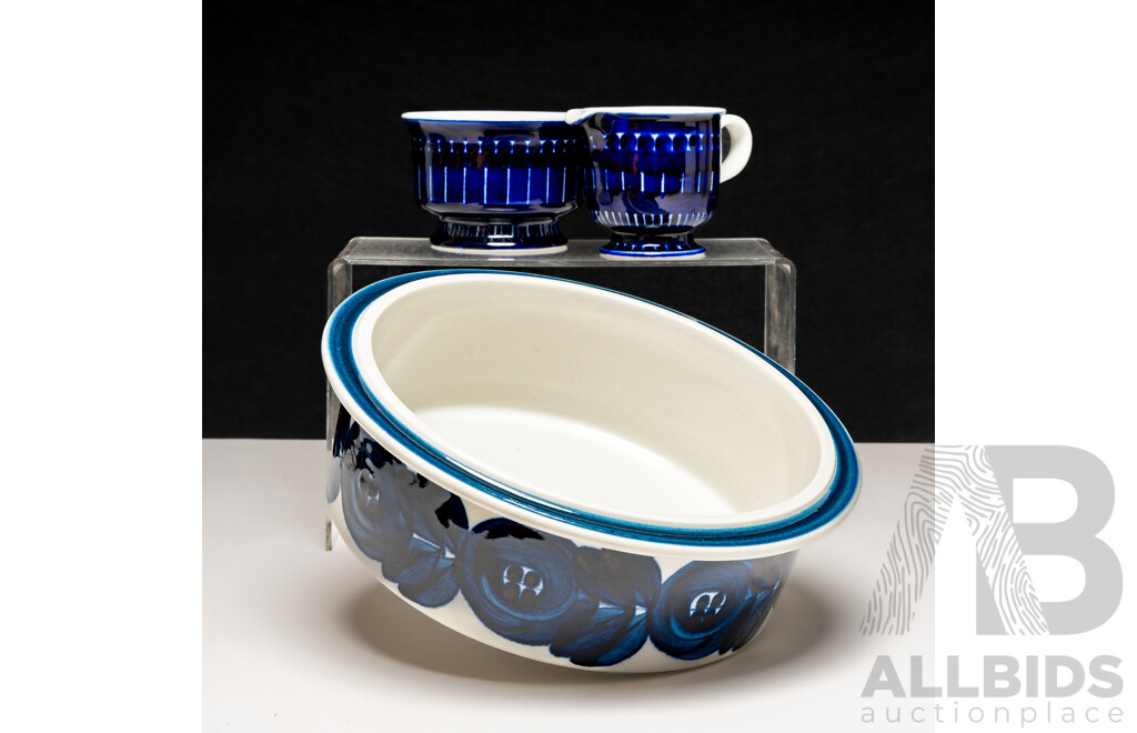  Mid Century Valencia Series Sugar Bowl & Creamer with Anemone Series Bowl, by Ulla Procopé for Arabia Finland