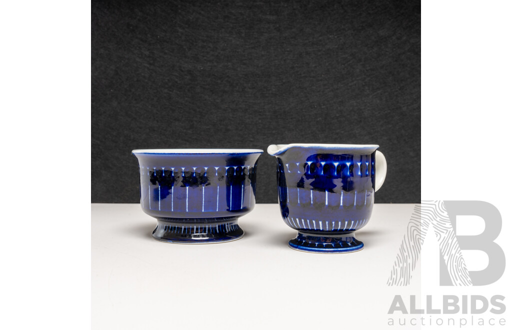  Mid Century Valencia Series Sugar Bowl & Creamer with Anemone Series Bowl, by Ulla Procopé for Arabia Finland
