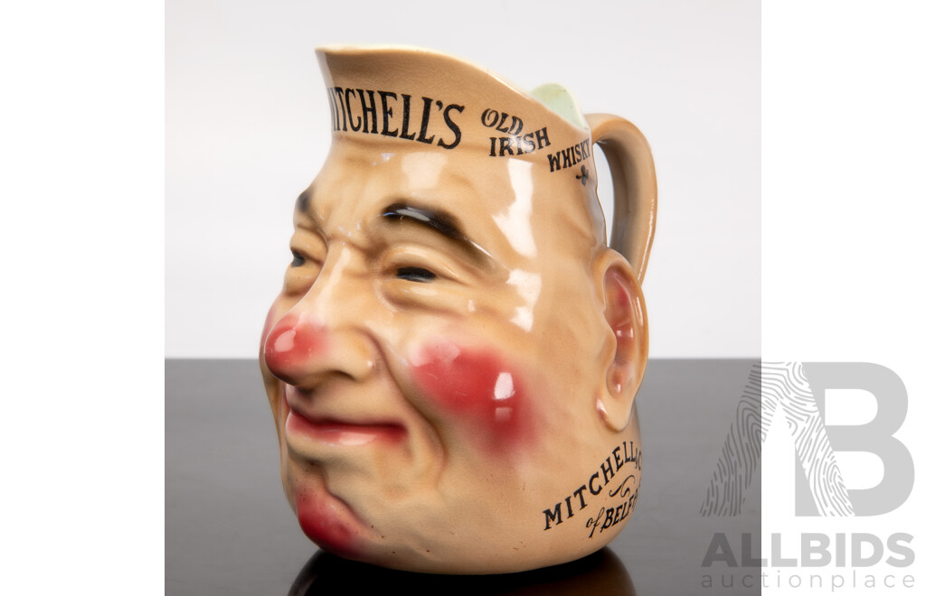Rare Vintage Mitchells Old Irish Whisky Ceramic Advertising Character Jug