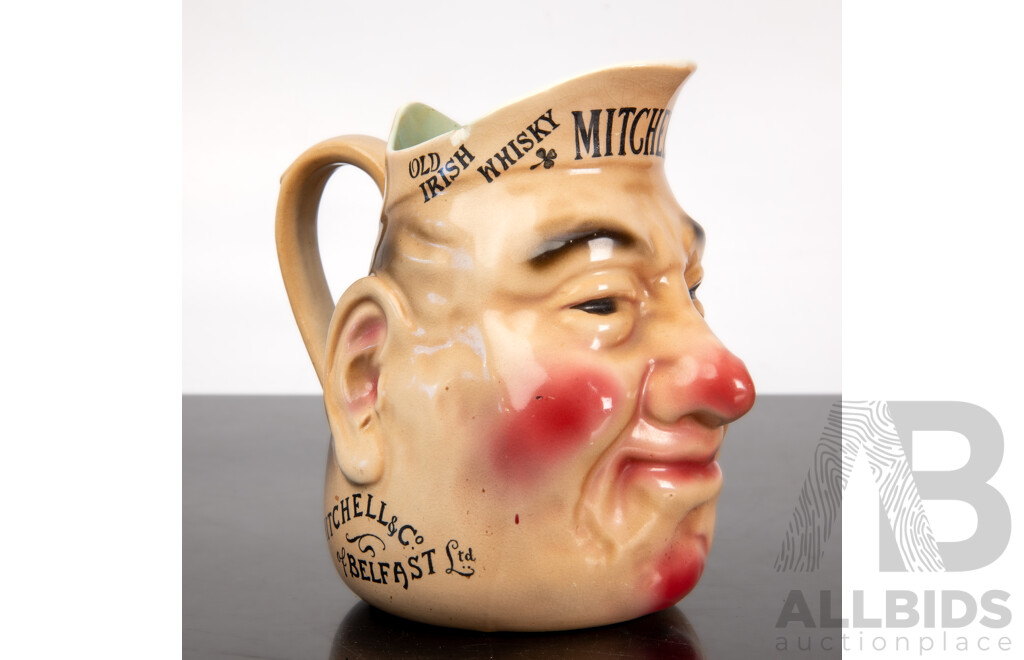 Rare Vintage Mitchells Old Irish Whisky Ceramic Advertising Character Jug