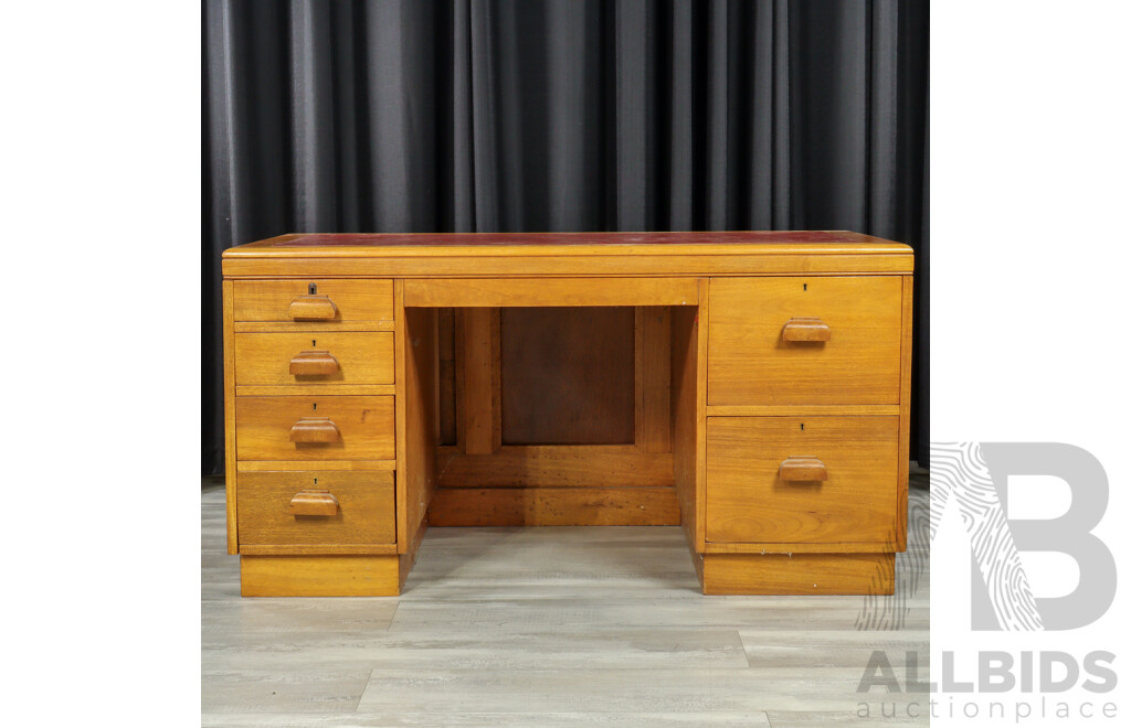Maple Twin Pedestal Desk, Ex Old Parliament House, Department of the Senate
