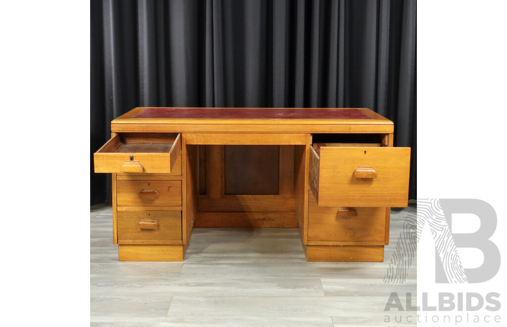 Maple Twin Pedestal Desk, Ex Old Parliament House, Department of the Senate