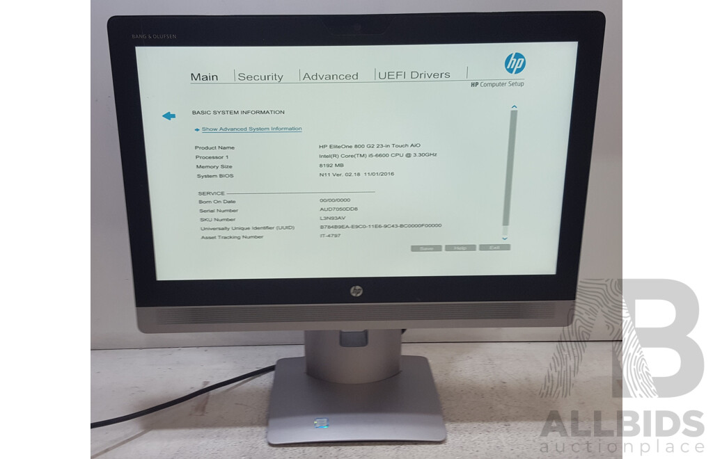 HP EliteOne 800 G2 Intel Core i5 (6600) 3.30GHz-3.90GHz 4-Core CPU 23-Inch Touchscreen All-in-One Computer