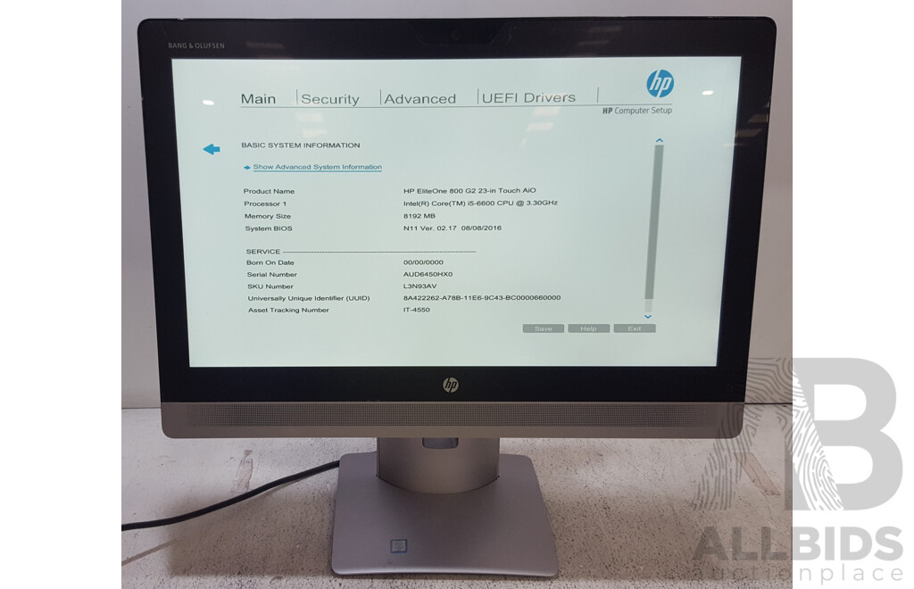 HP EliteOne 800 G2 Intel Core i5 (6600) 3.30GHz-3.90GHz 4-Core CPU 23-Inch Touchscreen All-in-One Computer