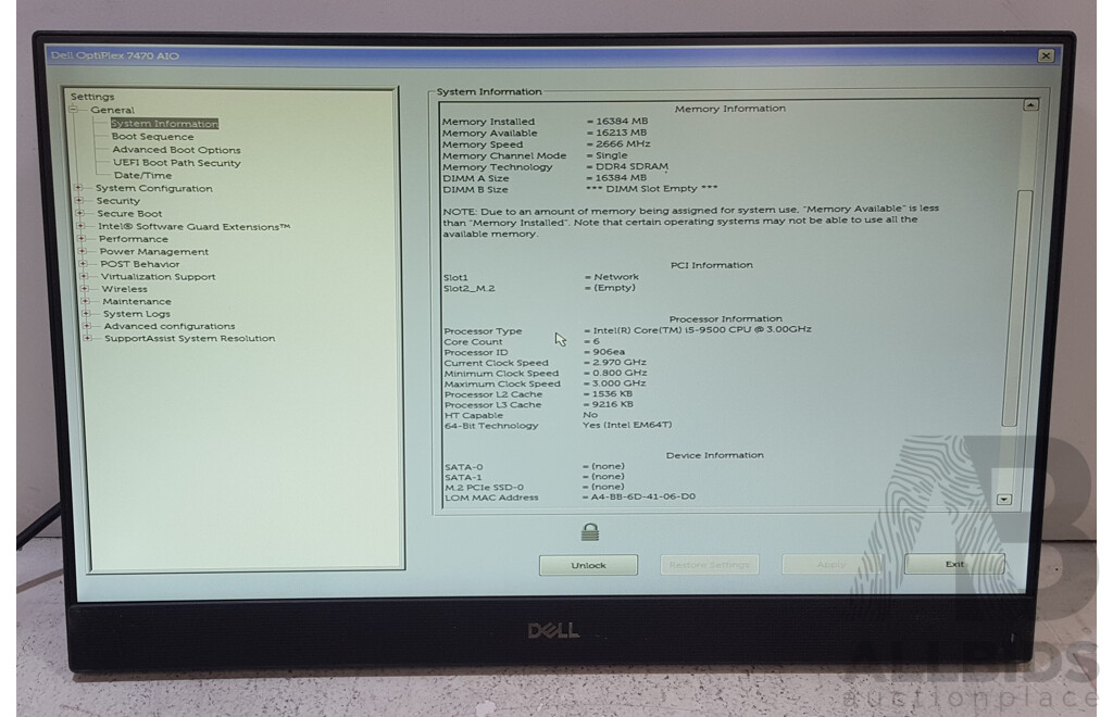 Dell OptiPlex 7470 AIO Intel Core i5 (9500) 3.00GHz-4.40GHz 6-Core CPU 23.8-Inch Touchscreen All-in-One Computer