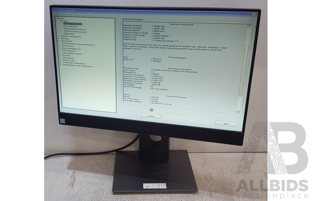Dell OptiPlex 7470 AIO Intel Core i5 (9500) 3.00GHz-4.40GHz 6-Core CPU 23.8-Inch Touchscreen All-in-One Computer