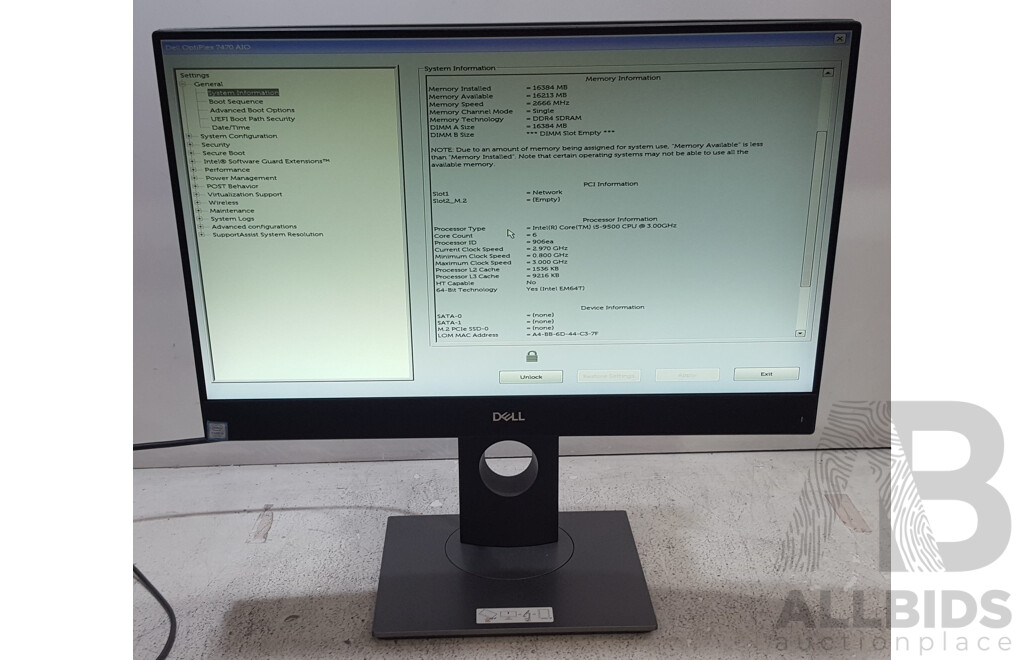 Dell OptiPlex 7470 AIO Intel Core i5 (9500) 3.00GHz-4.40GHz 6-Core CPU 23.8-Inch Touchscreen All-in-One Computer