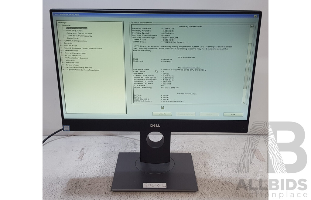 Dell OptiPlex 7470 AIO Intel Core i5 (9500) 3.00GHz-4.40GHz 6-Core CPU 23.8-Inch Touchscreen All-in-One Computer