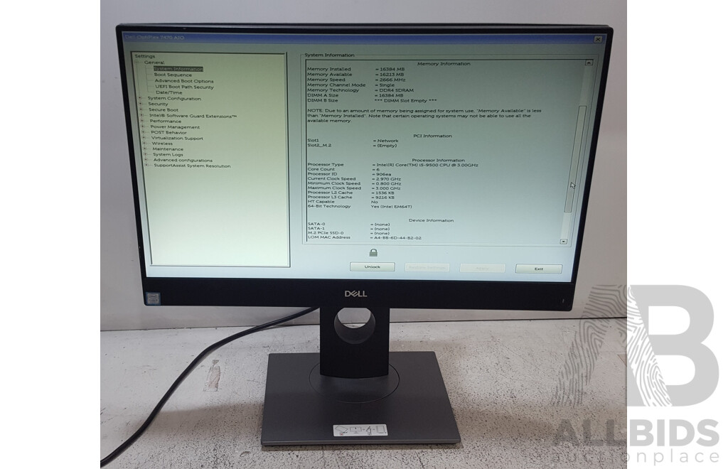 Dell OptiPlex 7470 AIO Intel Core i5 (9500) 3.00GHz-4.40GHz 6-Core CPU 23.8-Inch Touchscreen All-in-One Computer
