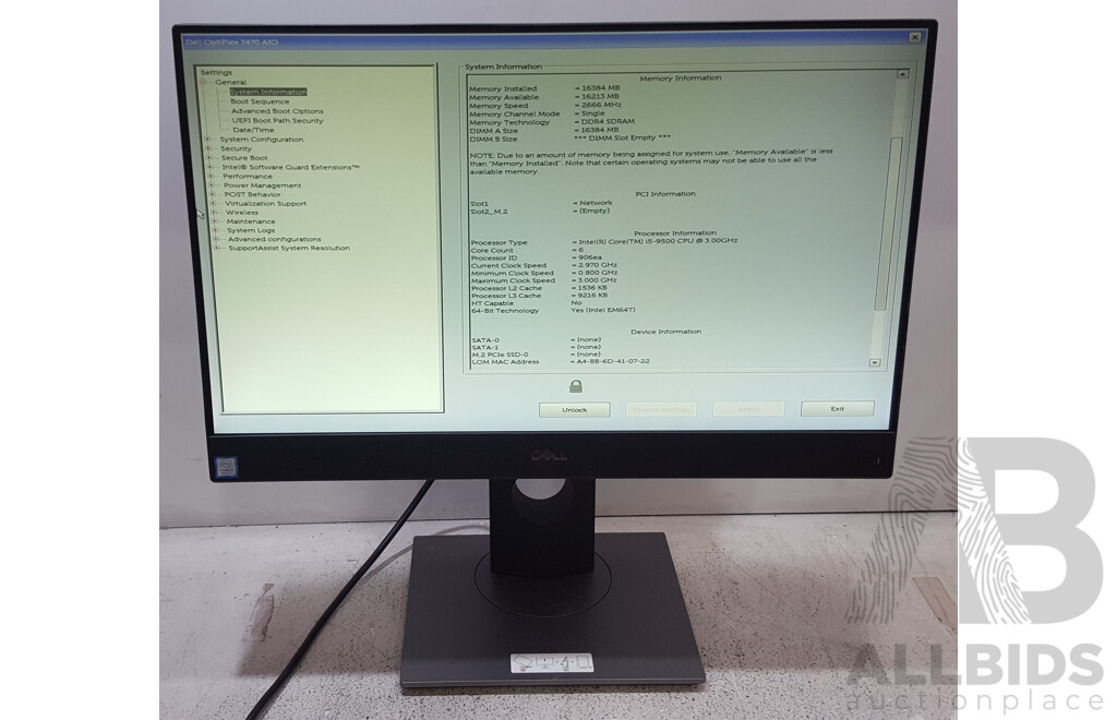 Dell OptiPlex 7470 AIO Intel Core i5 (9500) 3.00GHz-4.40GHz 6-Core CPU 23.8-Inch Touchscreen All-in-One Computer