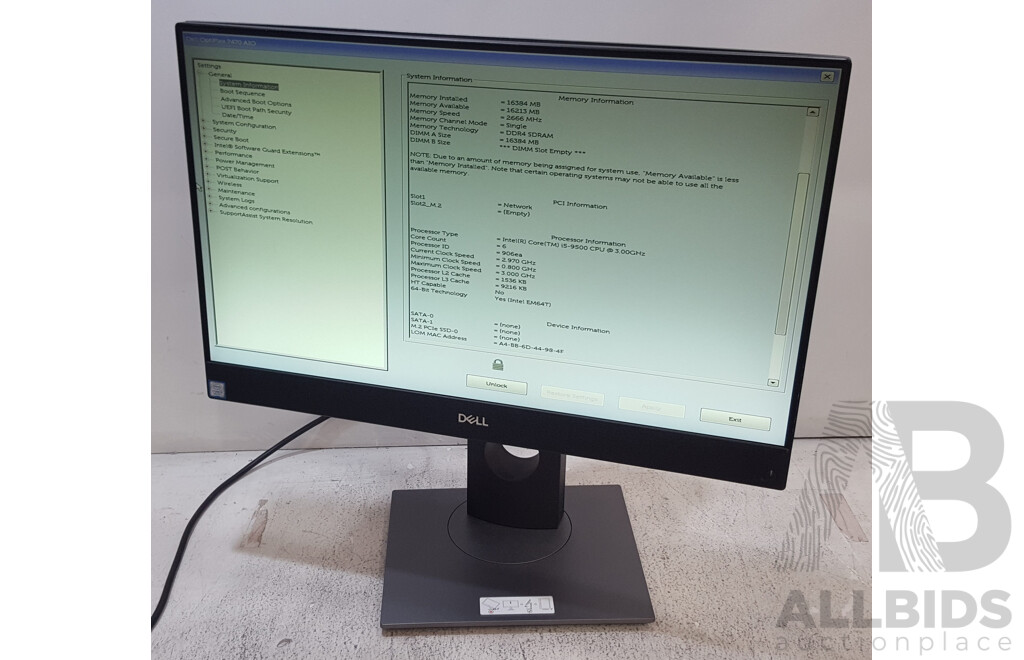 Dell OptiPlex 7470 AIO Intel Core i5 (9500) 3.00GHz-4.40GHz 6-Core CPU 23.8-Inch Touchscreen All-in-One Computer