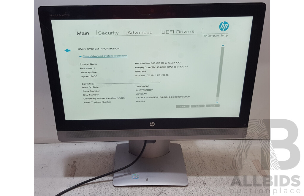 HP EliteOne 800 G2 Intel Core i5 (6600) 3.30GHz-3.90GHz 4-Core CPU 23-Inch Touchscreen All-in-One Computer