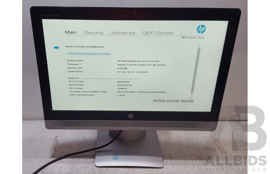 HP EliteOne 800 G2 Intel Core i5 (6600) 3.30GHz-3.90GHz 4-Core CPU 23-Inch Touchscreen All-in-One Computer