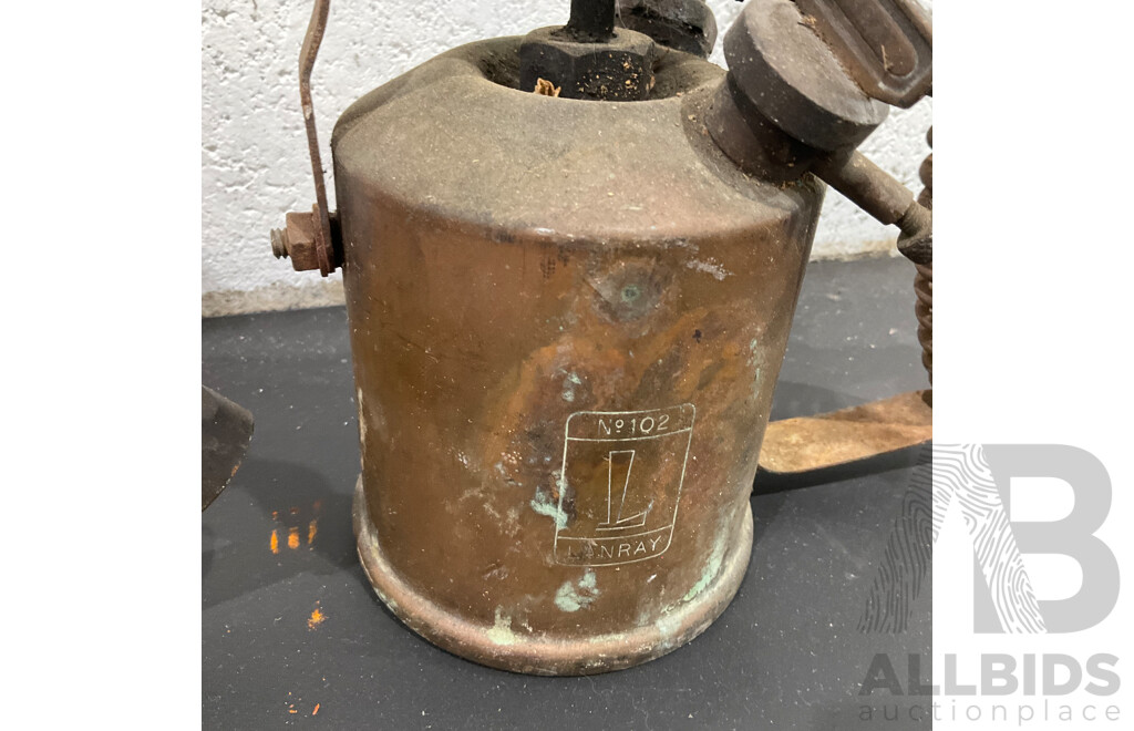 Vintage Australian Brass Garagenalia Including Blow Torch, Sprayer and More