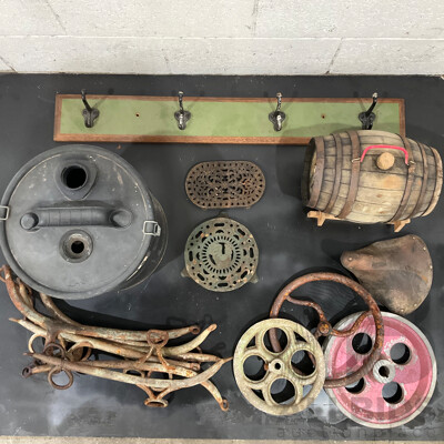 Mixed Vintage Decorative Items / Wheels / Potholder and More