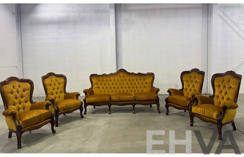Reproduction Victorian Mahogany Five Piece Lounge Suite