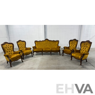 Reproduction Victorian Mahogany Five Piece Lounge Suite